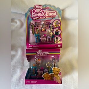 2 Mini PET BOUTIQUE Barbie Land Playset w 1.5" Doll & Mini Dog Cat Bird Fish Set